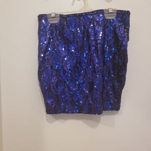 Lily White Blue Sequins Mini Skirt